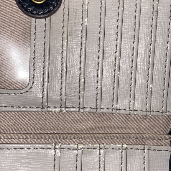 Fossil Preston Flap Clutch Leather Wallet Chevron Patchwork - Picture 7 of 8